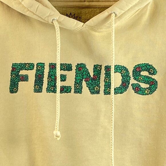 Super Mookin Fiends Flower Bed Pullover Hoodie Mens Sz M Yellow Hooded Sweatshir - Picture 4 of 13